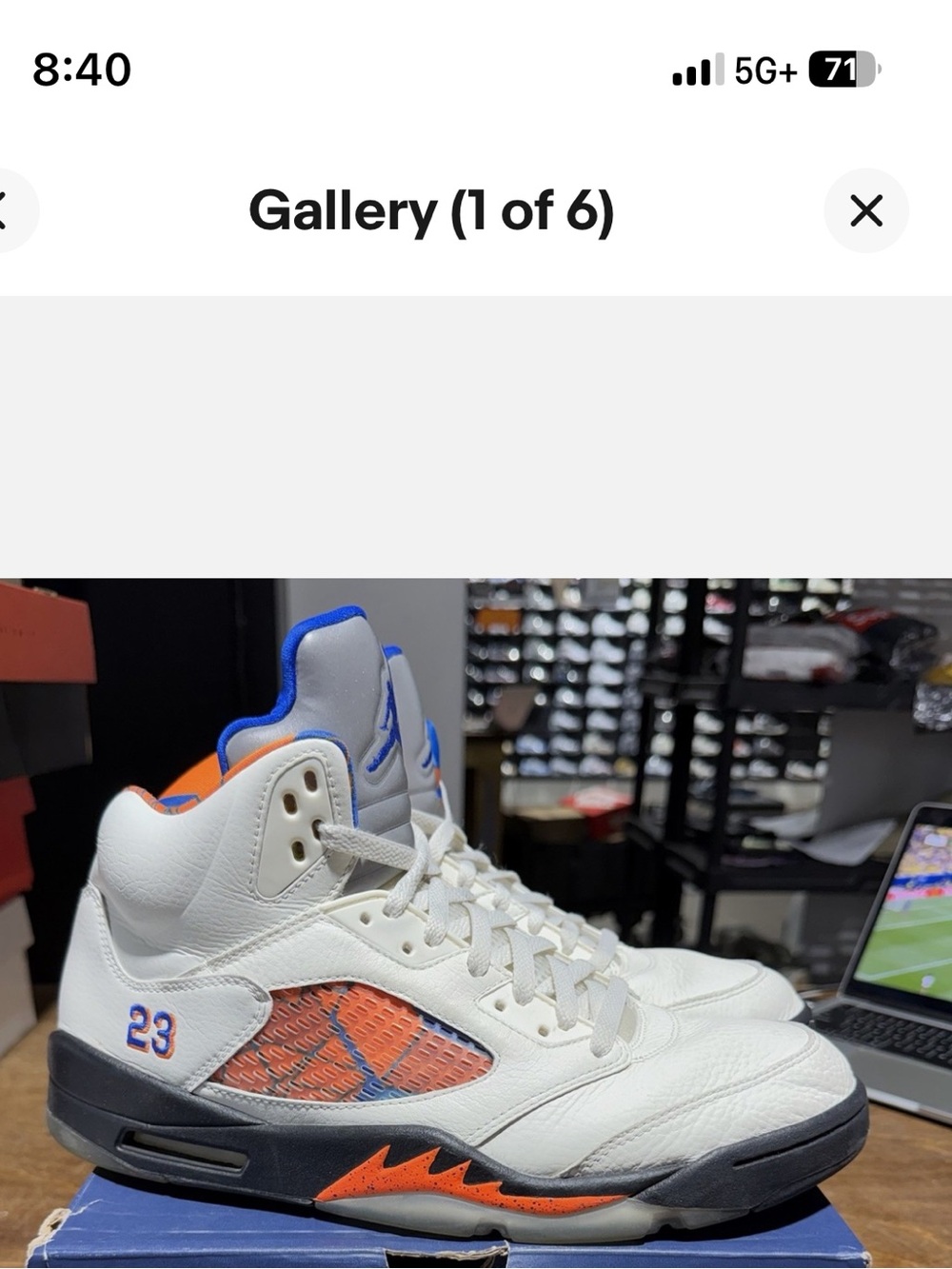 Jordan Men's White Orange and Blue Retro Basketball Sneakers